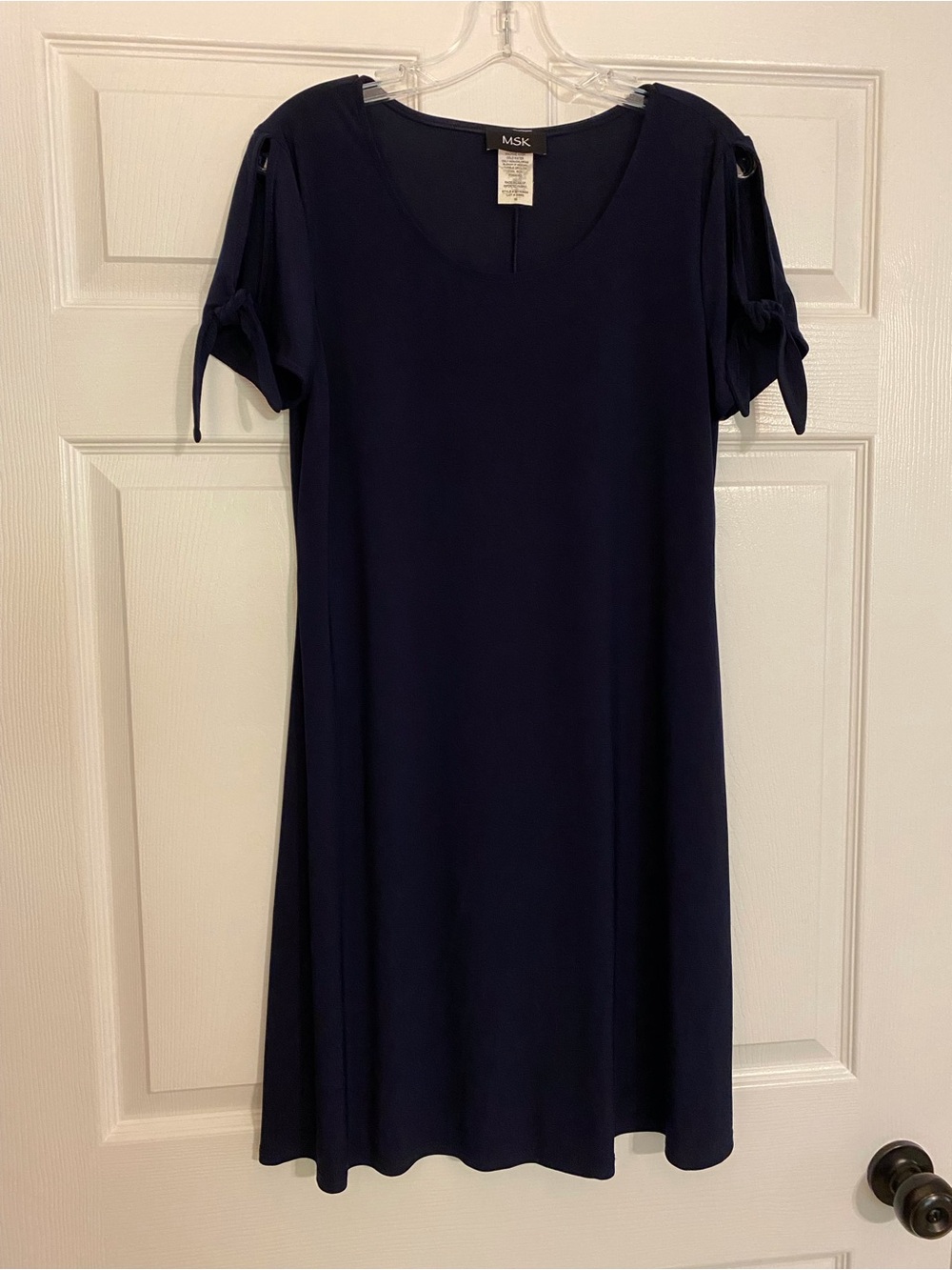 MSK Dark Navy Short Sleeve Tie-Sleeve Swing Dress